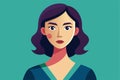 A modern, customizable semi-flat design features a woman with dark hair, conveying a calm demeanor, Modern woman Customizable Semi