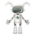 Modern cute girl female android robot character artificial intelligence isolated on white background 3d realistic design Royalty Free Stock Photo