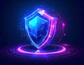 Modern cyber security shield with digital network protection illustration Royalty Free Stock Photo