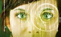 Modern cyber woman with matrix eye Royalty Free Stock Photo