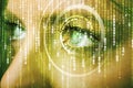 Modern cyber woman with matrix eye Royalty Free Stock Photo