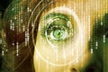 Modern cyber woman with matrix eye Royalty Free Stock Photo