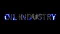 modern cybernetical text OIL INDUSTRY shining blue electric light, isolated - object 3D illustration