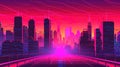 a modern cyberpunk inspired city artwork in a pink touch, ai generated image