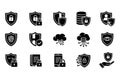 Modern cybersecurity and data protection icon set featuring shields locks and digital elements Royalty Free Stock Photo
