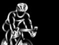 Modern Cycling Athlete In Action Line Art Drawing.