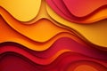 A modern 3D abstract business background with overlapping, gradient-colored shapes in red, orange,