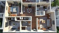 Modern 3D Apartment Floor Plan â Top-Down View Royalty Free Stock Photo