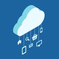 Modern 3d flat design isometric concept cloud service hosting