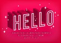 Modern 3D font Hello, Outline alphabet for poster design Vector