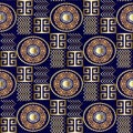 Modern 3d greek seamless pattern. Vector patterned geometric background. Luxury ornamental abstract design. Beautiful gold ethnic