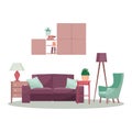 Modern 3d interior design concept illustration. Vector living room. Royalty Free Stock Photo