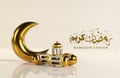 Modern 3d Islamic Ramadan kareem calligraphy crescent moon and traditional lantern Royalty Free Stock Photo