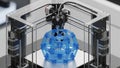 Modern 3D printer in action creating complex geometric structure Royalty Free Stock Photo