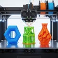 Modern 3D Printer Creating Colorful Objects with Precision and Detail Royalty Free Stock Photo