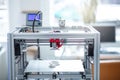 Modern 3D printer creating a new model