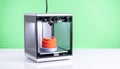 Modern 3D Printer Creating an Orange Prototype Royalty Free Stock Photo