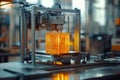 Modern 3d printer creating orange resin prototype in a laboratory Royalty Free Stock Photo