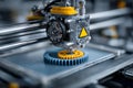 Modern 3d printer creating plastic gear in laboratory Royalty Free Stock Photo