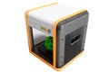 Modern 3d printer for work with geometric model green perspective view 3d render on white background no shadow