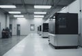Modern 3D printing fabrication facility featuring advanced additive manufacturing machines Royalty Free Stock Photo