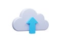 3D Render Cloud Upload Icon Digital Data Storage Technology Blue White Symbol Design Modern Future
