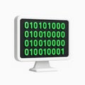 Modern 3d render of computer monitor displaying binary code data processing information technology concept Royalty Free Stock Photo