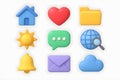 3D Web Icons Pack â Simple Interface, Compose, UI Elements, Flat Design Royalty Free Stock Photo