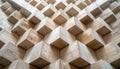 Modern 3D Wooden Cube Wall Pattern Royalty Free Stock Photo