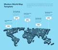 Modern 3d world map infographic template with colorful pointer marks - blue version