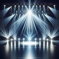 stage with a single powerful spotlight casting a focused beam on the center, creating a captivating visual focal point