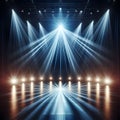 stage with a single powerful spotlight casting a focused beam on the center, creating a captivating visual focal point