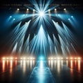 stage with a single powerful spotlight casting a focused beam on the center, creating a captivating visual focal point