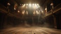 Modern dance stage lying empty, under spotlight\'s glow, waiting for the imminent burst of movement and expression Royalty Free Stock Photo