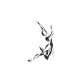 Modern dance woman abstract brush ballet