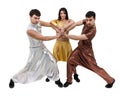 Modern dancer team dancing, isolated on white in full length. Royalty Free Stock Photo