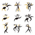 Modern dancing, expresiv stylized icons.