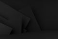 Modern dark black stage mockup abstract geometric pattern corners, edges triangles as relief for presentation cosmetic products Royalty Free Stock Photo