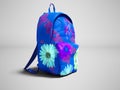 Modern dark blue backpack in school for girl and teenager with f Royalty Free Stock Photo