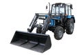 The modern dark blue tractor