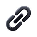 Modern dark chain link icon 3D render representing web link, connection, and attachment Royalty Free Stock Photo