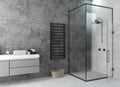 Modern dark glass shower room with led