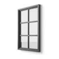 Modern Dark Gray Window Frame with Six Panes on White Wall contemporary Royalty Free Stock Photo