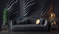 Modern dark home interior background, wall mock-up. Abstract Generative AI. Royalty Free Stock Photo