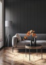 Modern dark home interior background, wall mock up Royalty Free Stock Photo