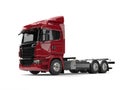 Modern dark red heavy transport truck without a trailer Royalty Free Stock Photo