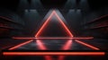 Modern dark room background, futuristic stage with red neon lighting. Minimalist design of empty studio, abstract showroom Royalty Free Stock Photo