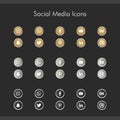 Modern dark social icon set