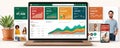 Modern dashboard interface showcasing analytics on laptop and mobile devices Royalty Free Stock Photo