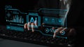 Modern data analysis with artificial intelligence technology showcased through a digital interface and keyboard Royalty Free Stock Photo